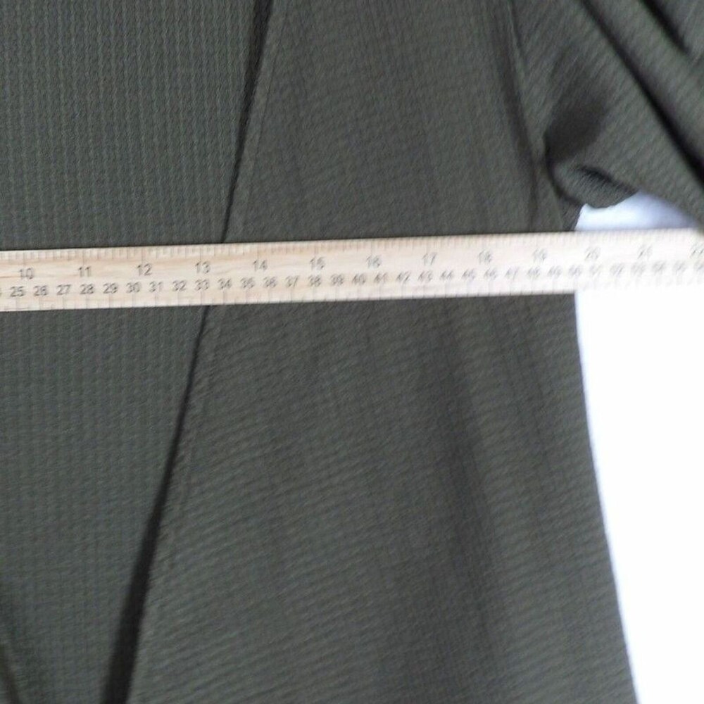 LASCANA Cardigan Cover Up Women XL Olive Green Tie-Front Puff Sleeve Ribbed - Picture 4 of 11